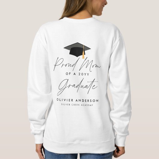 Sweatshirt Fier maman d'une classe de 20YY script de diplôme (Dos)