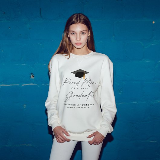 Sweatshirt Fier maman d'une classe de 20YY script de diplôme