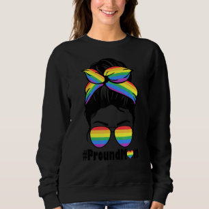 Sweatshirt Fier Maman Messy Cheveux Bun Lgbtq Rainbow Flag Ga