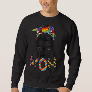 Sweatshirt Fier Maman Rainbow Heart Lgbt Pride Messy Bun Grat