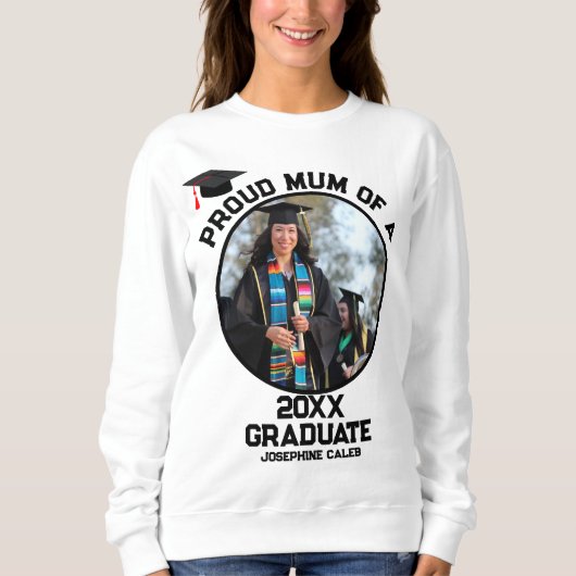 Sweatshirt Fier sur mesure maman d'une photo de diplômée (Devant)
