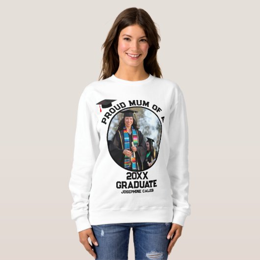 Sweatshirt Fier sur mesure maman d'une photo de diplômée (Devant entier)