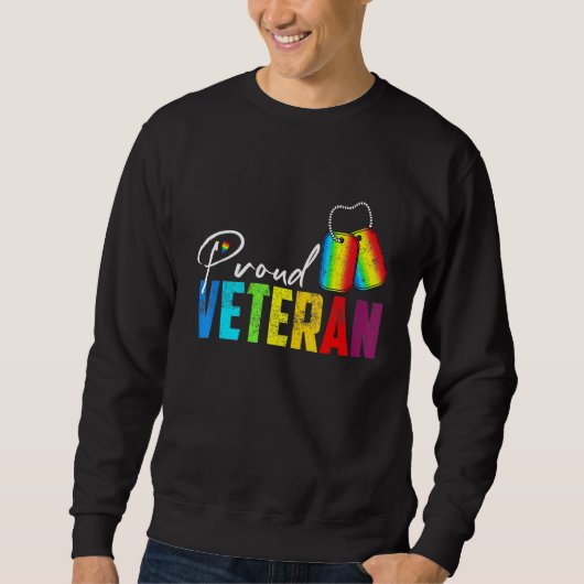 Sweatshirt Fier vétéran transfusionnel Militaire LGBTQ Rainbo (Devant)