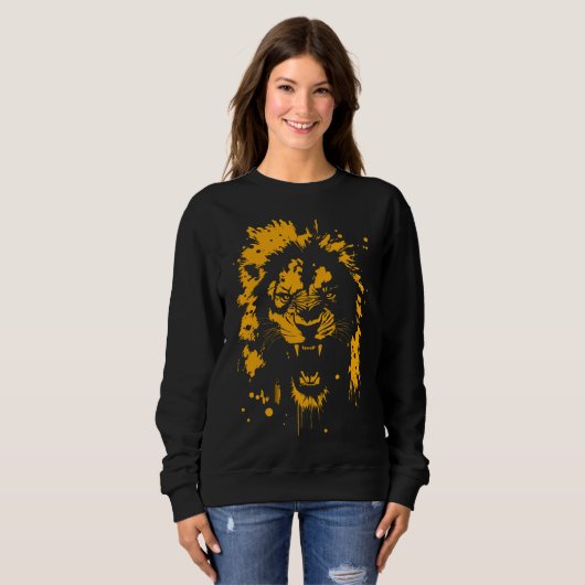 Sweatshirt Fierce rugissement lion splash art (Devant entier)