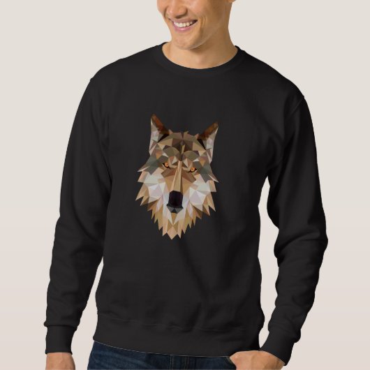 Sweatshirt Fierce Wolf Head Art tribal géométrique (Devant)