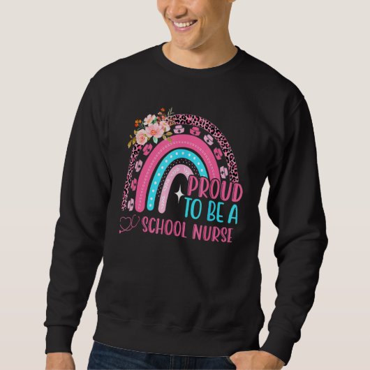 Sweatshirt Fière D'Être Une École Pink Leopard Rainbow Stetho (Devant)