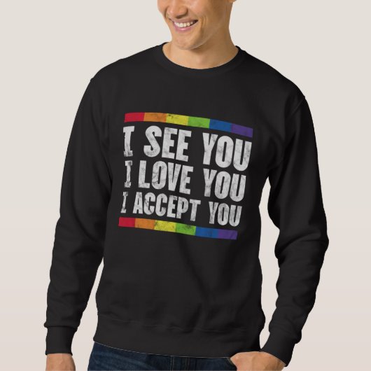 Sweatshirt Fière mère père gay lesbienne LGBT allié arc-en-ci (Devant)