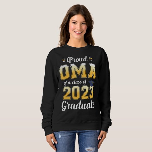 Sweatshirt Fière Oma D'Une Classe De 2023 Diplômé Senior 23 G (Devant entier)