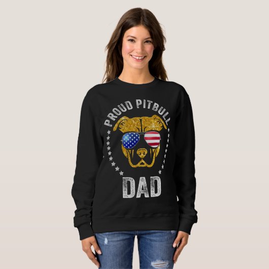 Sweatshirt Fière Pitbull Papa Face Pitbull Porte le drapeau a (Devant entier)