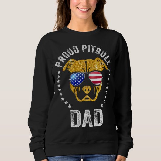 Sweatshirt Fière Pitbull Papa Face Pitbull Porte le drapeau a (Devant)