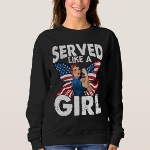 Sweatshirt Fière vétérane féminine a servi comme une fille mi
