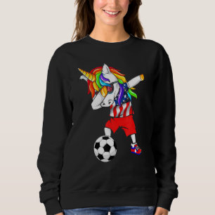 Sweatshirt Fierté Américaine Dabbing Unicorn Jouer au footbal