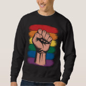 Sweatshirt Fierté de poing élevée Rainbow LGBTQ Droits de sup (Devant)