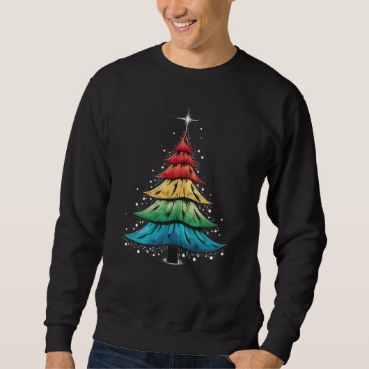 Sweatshirt Fierté LGBTQ Arc-en-ciel Drapeau Gay Arbre de Noël (Devant)