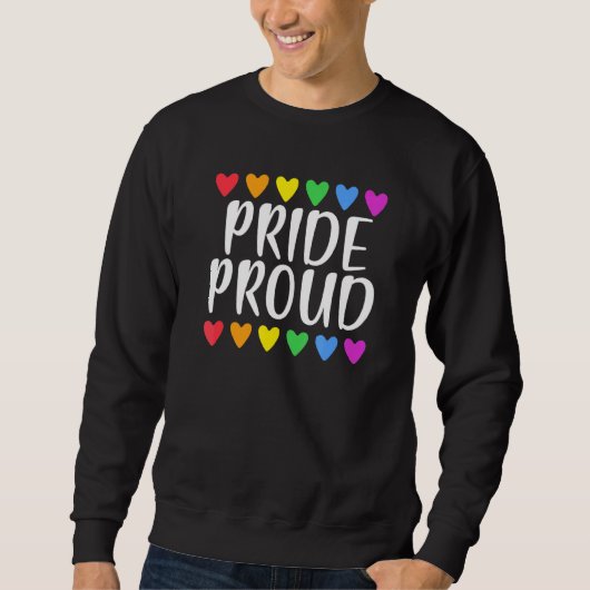 Sweatshirt FIERTÉ pour Gay pride avec Rainbow Hearts (Devant)
