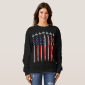 Sweatshirt Fighter Jet Airplane USA Flag 4th Of July Patrioti (Devant entier)