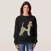 Sweatshirt Fil Fox Terrier lumières de Noël Santa Hat Dog Xm (Devant entier)