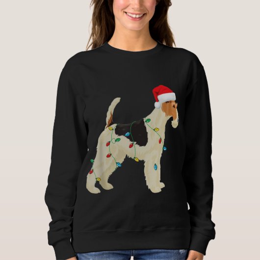 Sweatshirt Fil Fox Terrier lumières de Noël Santa Hat Dog Xm (Devant)