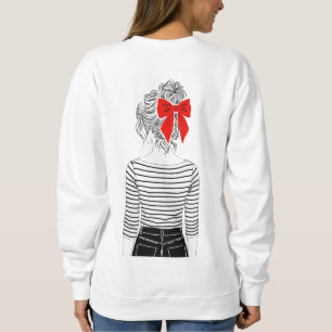 Sweatshirt Fille au nœud papillon rouge chemise rayée impres
