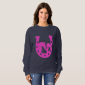 Sweatshirt Fille avec cheval et Casquette occidental Hot rose (Devant entier)