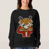Sweatshirt fille cerf avec vêtements de santa (Devant)