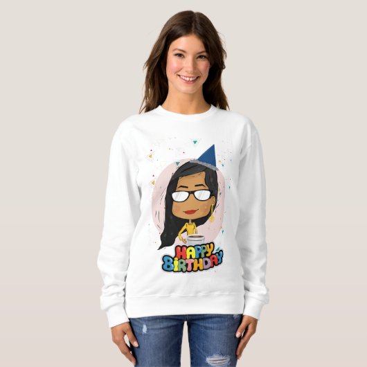 Sweatshirt Fille d'anniversaire Chibi (Devant entier)