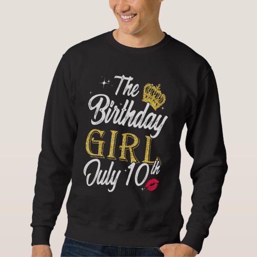 Sweatshirt Fille d'anniversaire Juillet 10 Red Lips Présent F (Devant)