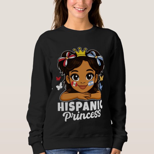 Sweatshirt Fille de princesse hispanique Drapeau du Pérou et (Devant)