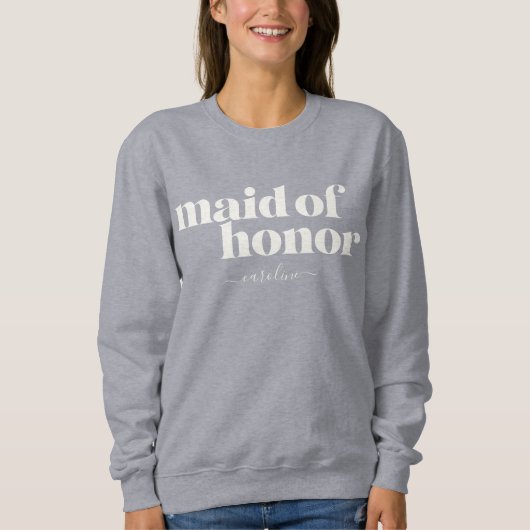 Sweatshirt Fille d'honneur Simple minimaliste Nom moderne (Devant)