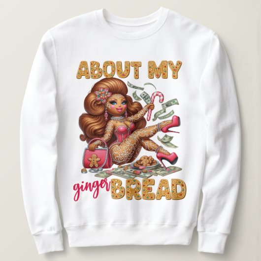 Sweatshirt Fille en pain d'épices glamour Noël rose (Design devant)