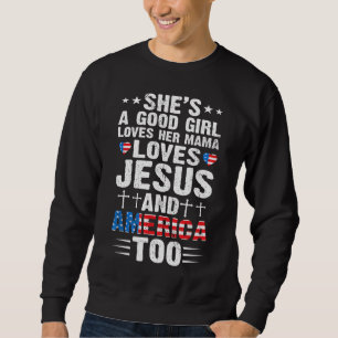 Sweatshirt Fille qui aime sa maman Jésus et l'Amérique 4e de