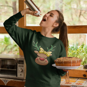 Sweatshirt Fille Rouge renne à nez roux Rudolph Noël