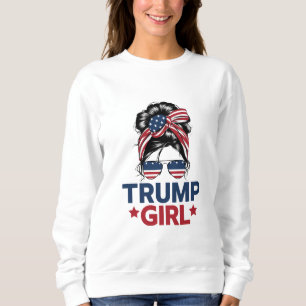 Sweatshirt Fille Trump Chignon Décoiffé Trump 2024 Élection A