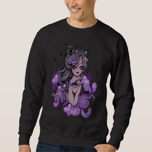 Sweatshirt fille vampire gothique pastel avec des chats emo p (Devant)