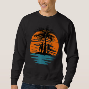 Sweatshirt Filles Avec Planches De Surf Sur L'Île Au Coucher