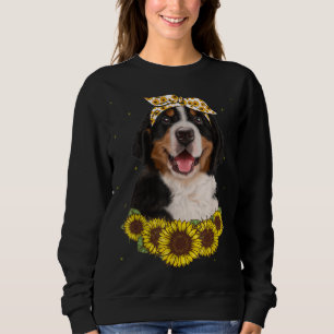 Sweatshirt Filles Femmes Maman Bernese Mountain Dog Sunflower