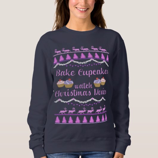 Sweatshirt Films de Noël et Cupcakes (Devant)