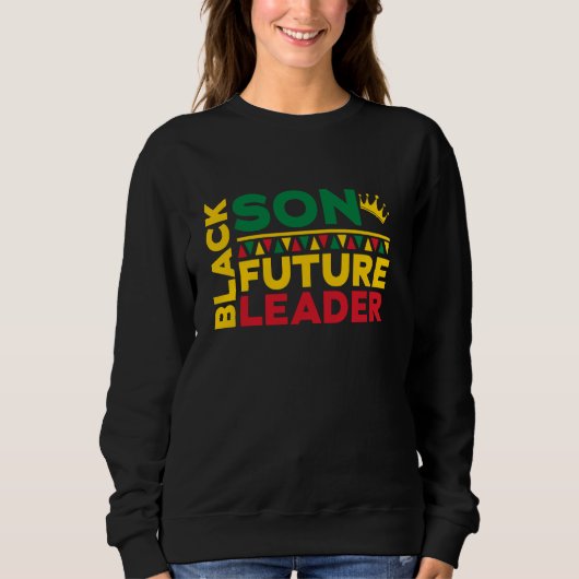 Sweatshirt Fils Noir Futur Leader Histoire Noire Afro Africai (Devant)