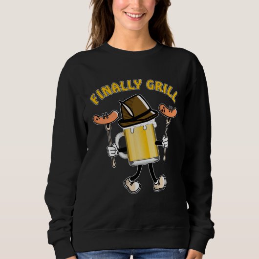 Sweatshirt FINALLY GRILL Barbecue Time Grill Sausage Steak Gr (Devant)