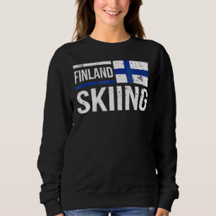 Sweatshirt Finlande Skier Drapeau Course neige Montagne Winte