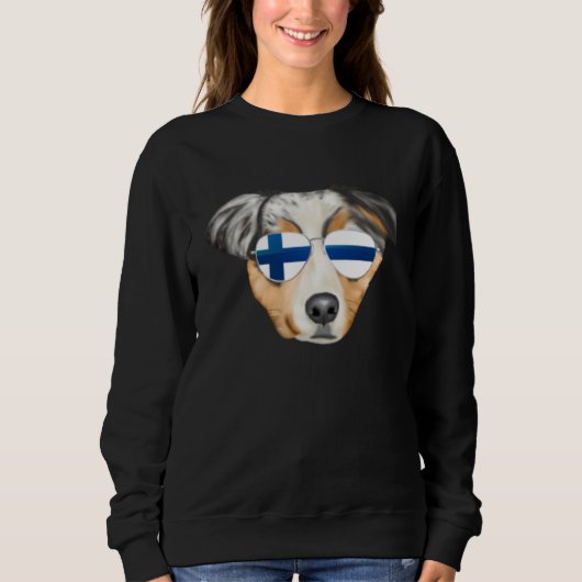 Sweatshirt Finnish Flag Australian Shepherd Dog Finland Pocke (Devant)