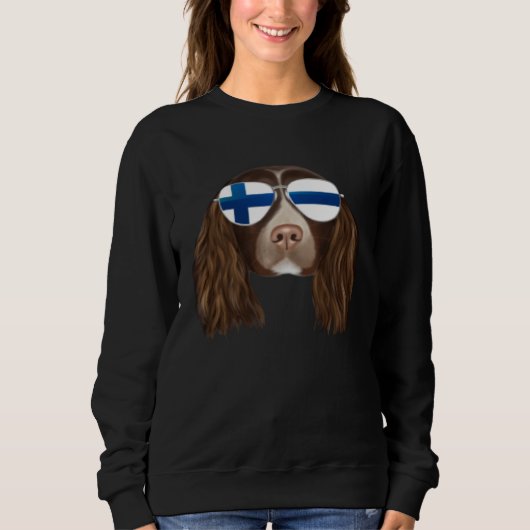 Sweatshirt Finnish Flag English Springer Spaniel Dog Finland  (Devant)
