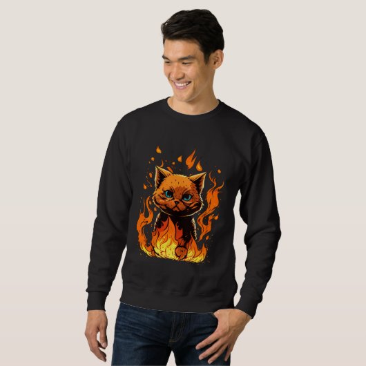 Sweatshirt Fire Cat (Devant entier)