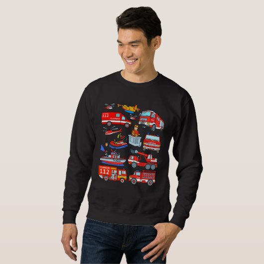 Sweatshirt Fire Engine Firefighter Fire Engines Blue Light (Devant entier)