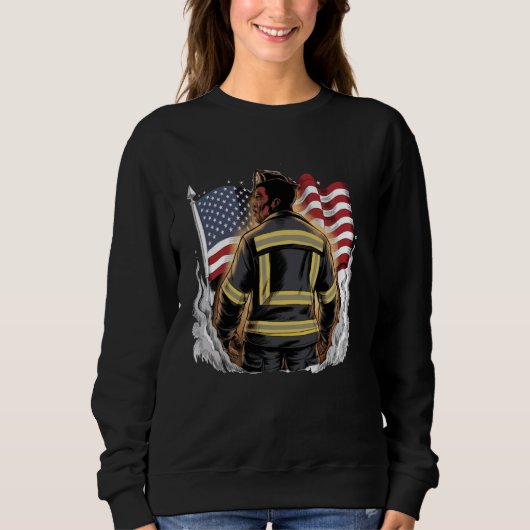Sweatshirt Firefight USA Drapeau Patriotique Black Fireman 4è (Devant)