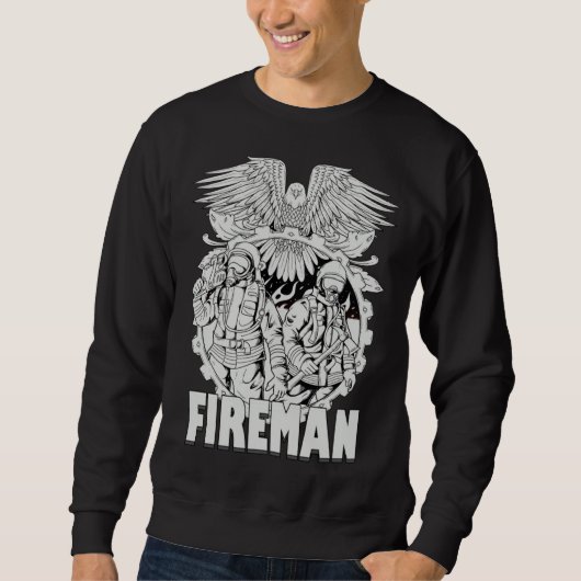 Sweatshirt Firefighter American Flag Eagle Fireman Womans Man (Devant)
