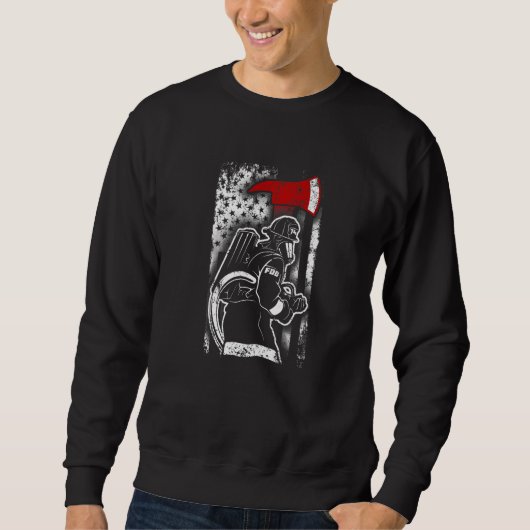 Sweatshirt Firefighter Patriotic US American Flag Fireman Fir (Devant)
