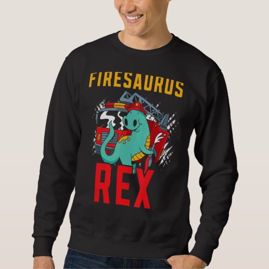 Sweatshirt Firesaurus Rex Fireman Fire Secourt Pompier Din (Devant)