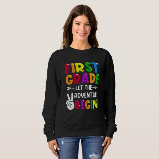 Sweatshirt First Grade Let The Adventure Begin Back To School (Devant entier)