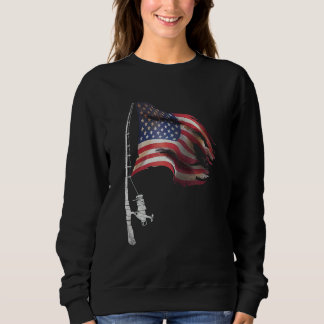 Sweatshirt Fishing American Flag Fisherman Patriotic Day 4th